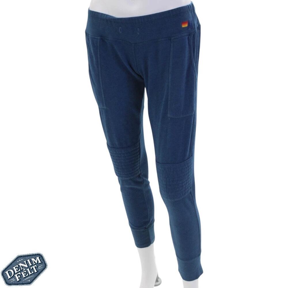 Aviator Nation Moto Blue Four Pocket Tapered Ribbed Sweatpants/Joggers UNISEX!‎